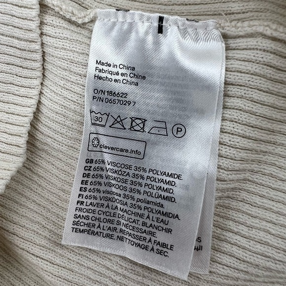 H&M Cream Ribbed V-Neck Tank Top Size 6 Women’s - Picture 5 of 5